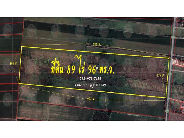 P337 ขายที่ดิน 89 ไร่ 96 ตร.ว. ผังสีเขียว ติดถนน 3028 ใกล้โรงเรียน ใกล้บริษัท