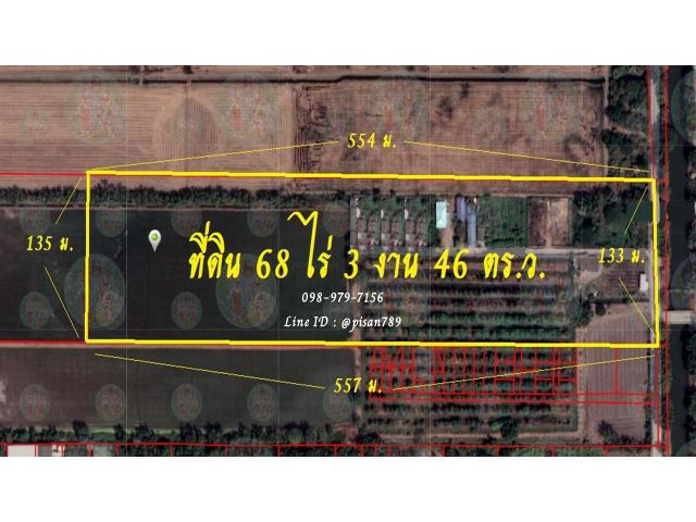 P341 ขายที่ดิน 68 ไร่ 3 งาน 46 ตร.ว. คลองหก อำเภอคลองหลวง ปทุมธานี ที่ดินผังสีชมพู ใกล้ ม.ราชมงคลธัญบุรี