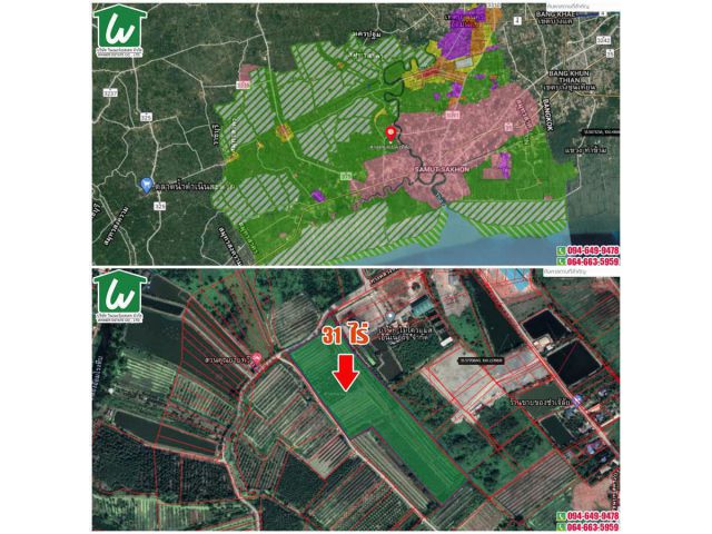 ขายที่ดินสวย ราคาถูก 31 ไร่ บ้านเกาะ สมุทรสาคร ไร่ละ 2.9 ล้าน ถนนดำ ติดโรงงาน กว้าง 145 เมตร ลึก 485 เมตร 62.10 ตรว.