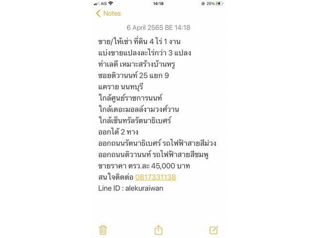 ขาย/ให้เช่าที่ดิน 4 ไร่ 1 งาน แคราย นนทบุรี