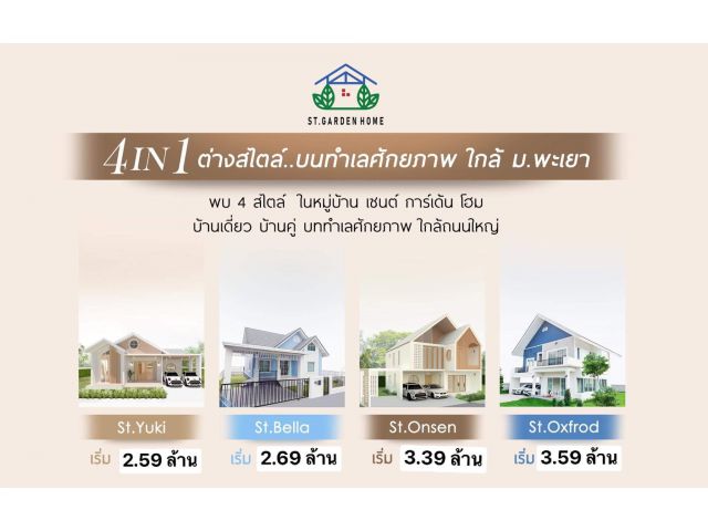 ขาย บ้านเดี่ยว 2 ห้องนอน ในโครงการ เซนต์ การ์เด้นโฮม- Phayao