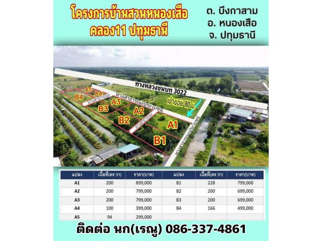 R052-10#ขายบ้านสวนหนองเสือ เปิดขาย  #โครงการบ้านสวนหนองเสือ  คลอง11 ปทุมธานี โทร. 086 337 4861