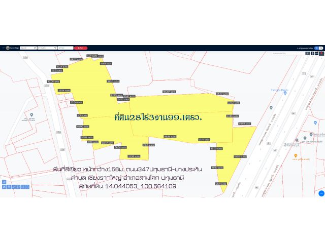 ขายที่ดิน29ไร่ หน้ากว้าง156ม. พื้นที่สีเขียว ติดถนน347ปทุมธานี-บางปะหัน กม.3 ต.เชียงรากใหญ่ อ.สามโคก จ.ปทุมธานี