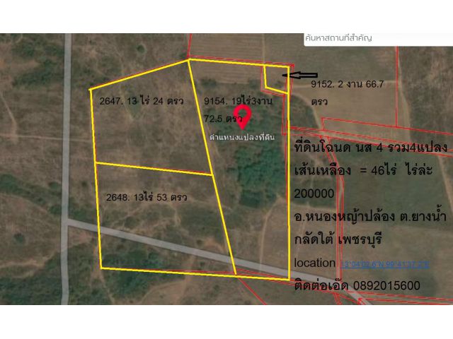 ขายที่ดินโฉนด นส 4 .  46 ไร่ อ.หนองหญ้าปล้อง เพชรบุรี