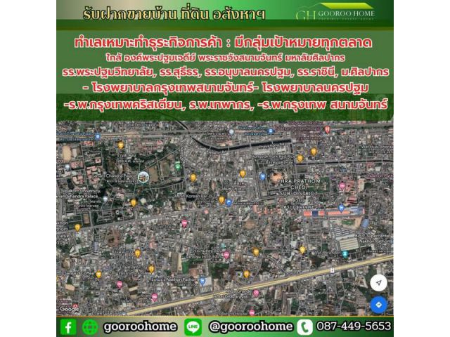 ขายที่ดิน 726 ตร.วา ติดถ.ราชวิถี ต.พระปฐมเจดีย์ จ. นครปฐม