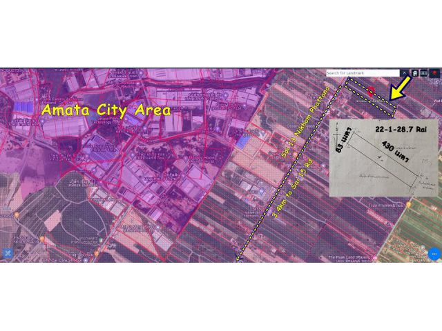 ขายที่ดินผังม่วงลาย ขนาด 22-1-28.7ไร่   ซ.13 ฝั่งสาย 15 ต.พนานิคม อ.นิคมพัฒนา จ.ระยอง