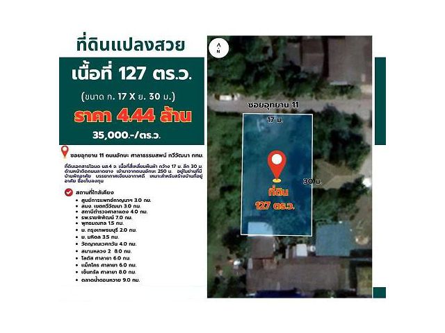 ที่ดินเปล่า ถนนอักษะ 127 ตรว.