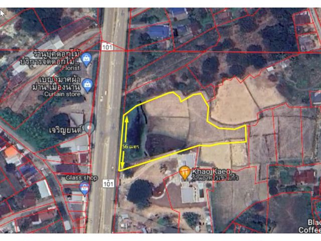 ขายที่ดินเปล่า 3-1-65 ไร่ หน้ากว้าง 56 เมตร  ติดถนนยันตรกิจโกศล(101)
