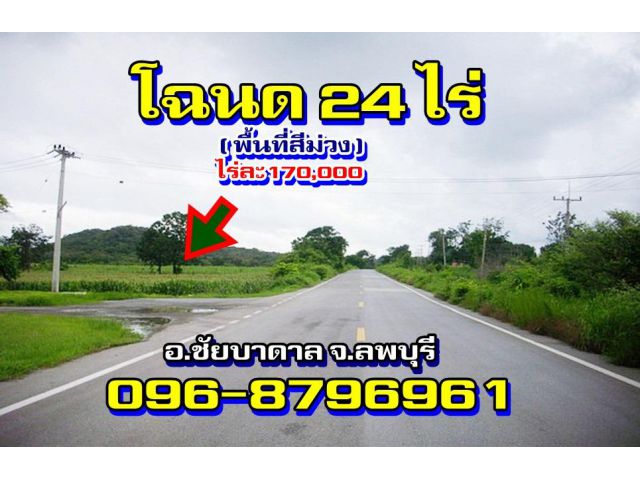 ที่ดิน(โฉนด)24ไร่(พื้นที่สีม่วง)ต.ศิลาทิพย์ อ.ชัยบาดาล จ.ลพบุรี