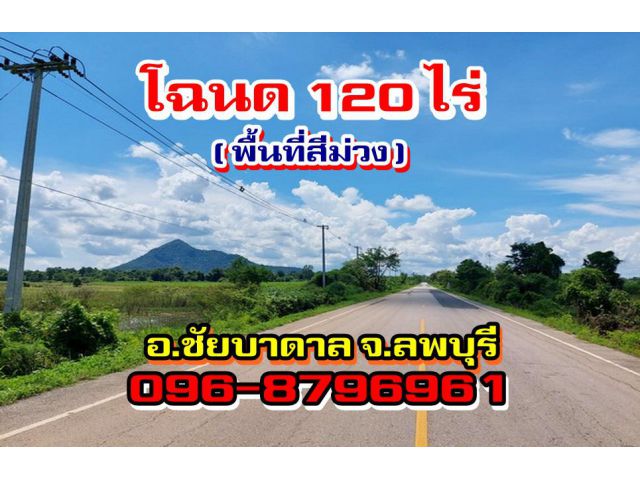 ที่ดิน(โฉนด)120ไร่(พื้นที่สีม่วง)ต.ศิลาทิพย์ อ.ชัยบาดาล จ.ลพบุรี