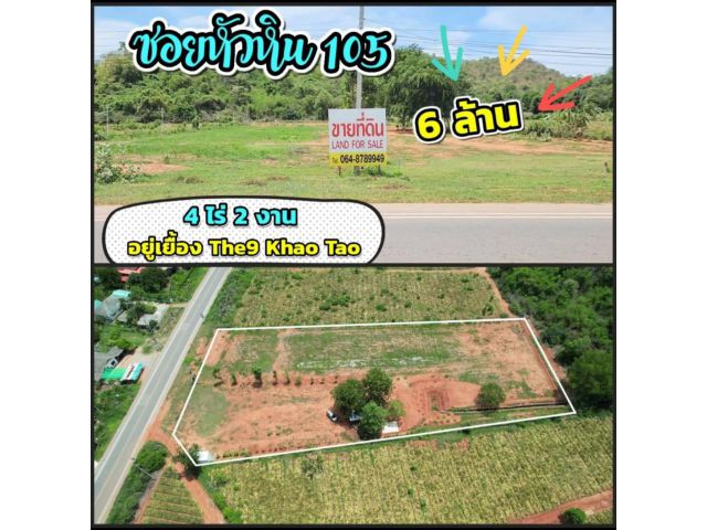 ╰┈►► ขายที่ดิน ติดถนน ซ.หัวหิน105 เยื้อง The9 Khao Tao ทำเลในฝัน