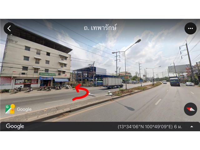 Vายเอง ที่ดิน255 ตร.วาใกล้ถนนเทพารักษ์ กม26 หน้ากว้าง 52 เมตร หน้าติดถนนคอนกรีต เหมาะทำบ้านหอพักโกดั