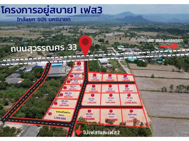 ที่ดินเงินผ่อน     #ติดถนนสุวรรณศร  ใกล้แยก จปร นครนายก