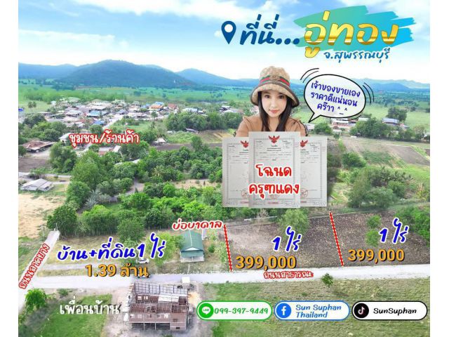 ขาย้บ้านพร้อมที่ดิน 1 ไร่ พร้อมบ่อบาดาล อยู่ติดลาดยางมีถนน 2 ด้าน เหมาะอยู่อาศัย หรือรีโนเวทขาย