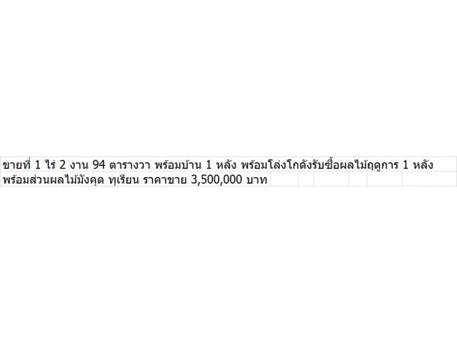 ขายที่ 1 ไร่ 2 งาน 94 ตารางวา พร้อมบ้าน 1 หลัง พร้อมโล่งโกดังรับซื้อผลไม้ฤดูการ 1 หลัง