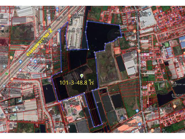 S094 ที่ดิน 101 ไร่ กรุงเทพ-บางขุนเทียน แปลงใหญ่ติดถนนพระราม2 แปลงสุดท้าย ราคาถูก