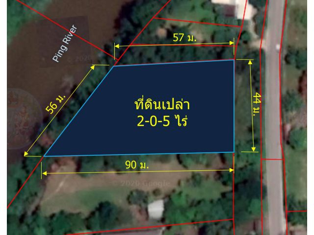 L175-ขายที่ดินเปล่า 2-0-5 ไร่ (ติดน้ำปิงยาว 56 เมตร) ต.เหมืองแก้ว อ.แม่ริม