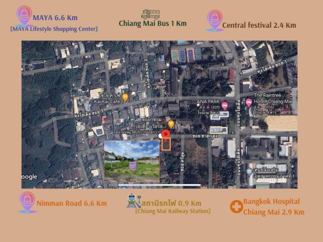 ปล่อยเช่าที่ดินเปล่าในเมือง ต.วัดเกต ใจกลางเมือง จังหวัด เชียงใหม่ ใกล้ central festival 2.4km