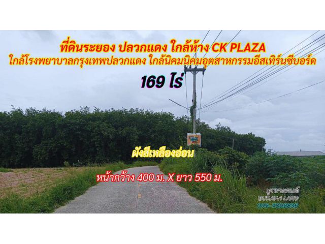 ขายที่ดินระยอง ปลวกแดง 169 ไร่ ใกล้ห้าง CK Plaza