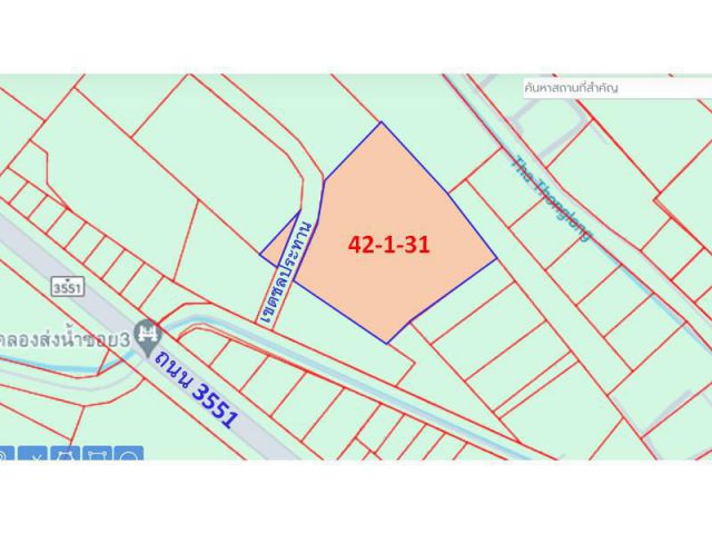 ที่นา 42 ไร่ ใกล้ถนน 3551 เพียง 200 เมตร ติดชลประทาน
