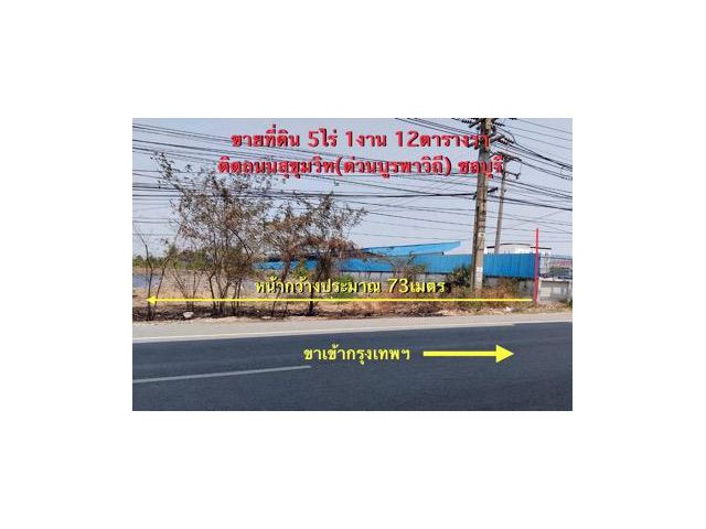 ขายที่ดิน 5 ไร่กว่าๆ ติดถนนสุขุมวิท คลองตำหรุ เมือง ชลบุรี ราคาดีๆ