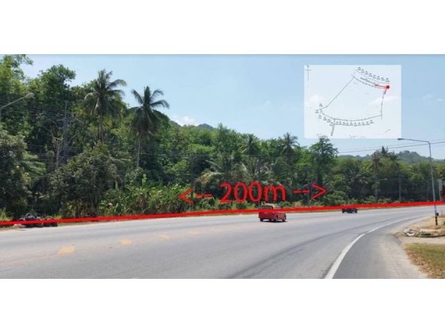 Land for sale on the way to Choeng Thale, Thalang, Phuket, next to the main road 4025, the land is on the left side of t