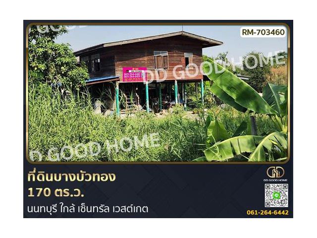 ที่ดินบางบัวทอง 170 ตร.ว. นนทบุรี ใกล้ เซ็นทรัล เวสต์เกต