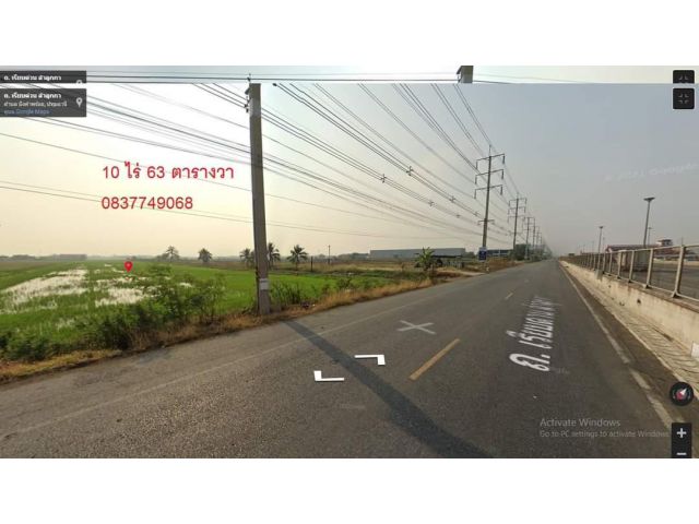 ขายที่ดิน 10-0-63 ไร่ ผังเมืองสีเขียว ต.บึงคำพร้อย อ.ลำลูกกา จ.ปทุมธานี ตั้งอยู่ติดถนนเลียนถนนกาญจนาภิเษก ขาออกจากถนนรัง