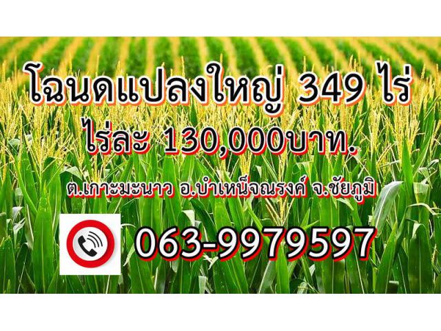 ขายที่ดิน(โฉนด)349ไร่(เจ้าของเดียว)ต.เกาะมะนาว อ.บำเหน็จณรงค์ จ.ชัยภูมิ