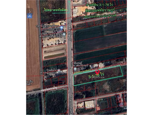 R068-021ขายที่ดิน 3-1-78 ไร่ ติดถนนหทัยราษฏร์เยื้องถนนไทยรามัญ ด้านข้างติดซอยหทัยราษฏร์34/2 ที่ดินถมแล้วหน้ากว้างติดถนน36เมตรลึก154เมตร  เดินทาง