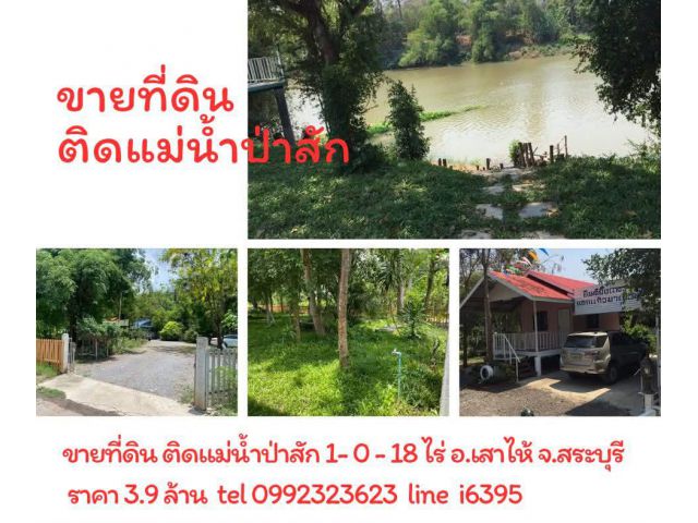 ขายที่ดินติดแม่น้ำป่าสัก อ.เสาไห้ จ.สระบุรี