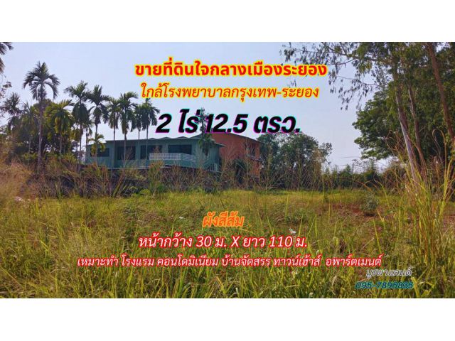 ขายที่ดินกลางเมืองระยอง 2 ไร่ 12.5ตรว. (พื้นที่สีส้ม) ใกล้โรงพยาบาลกรุงเทพระยอง