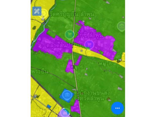 ขายที่ดินผังเมืองสีม่วงในจังหวัดลำพูนใกล้แหล่งชุมชนพร้อมโอน