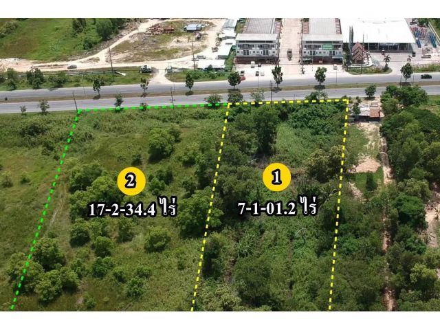 ขายที่ดิน 7-1-01.2 ไร่ และ 17-2-34.4 ไร่ ติดกัน ทำเลดี ติดถนนอ้อมค่าย อ.เมือง จ.นครศรีธรรมราช