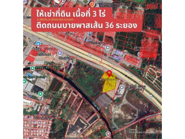 PK808  ให้เช่าที่ดิน ทำเลดีติดถนนบายพาส เส้น 36เป็นที่ดินเปล่าถมแล้ว โล่ง โปร่งสบาย ลมเย็น บนเนื้อที่ 3 ไร่ 3 งาน 74.3 ต